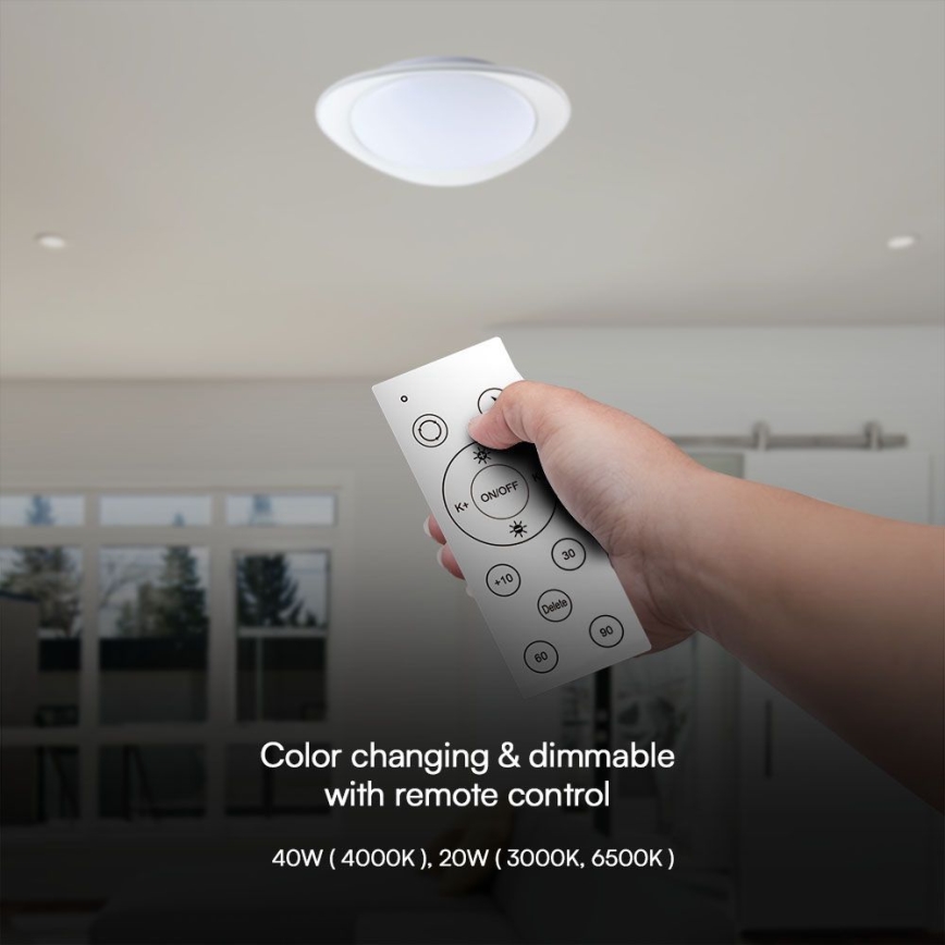 LED Dimmelhető mennyezeti lámpa LED/40W/230V 3000-6500K 45 cm fehér + távirányítás