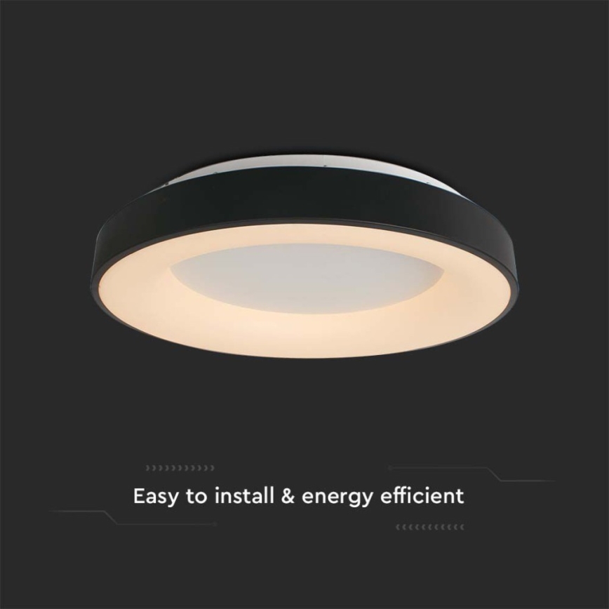 LED Dimmelhető mennyezeti lámpa LED/49W/230V 3000K átm. 60 cm fekete