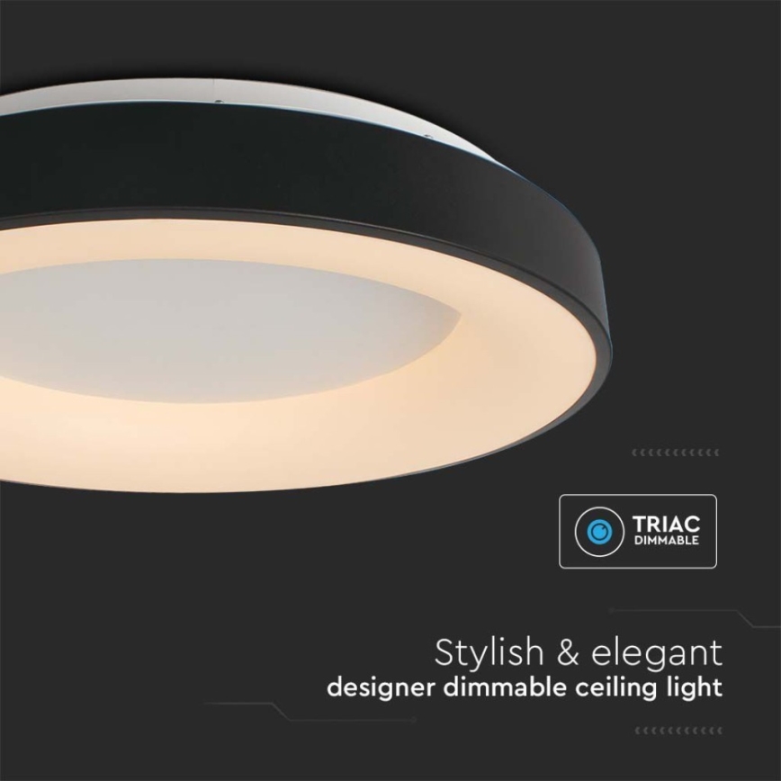 LED Dimmelhető mennyezeti lámpa LED/49W/230V 3000K átm. 60 cm fekete