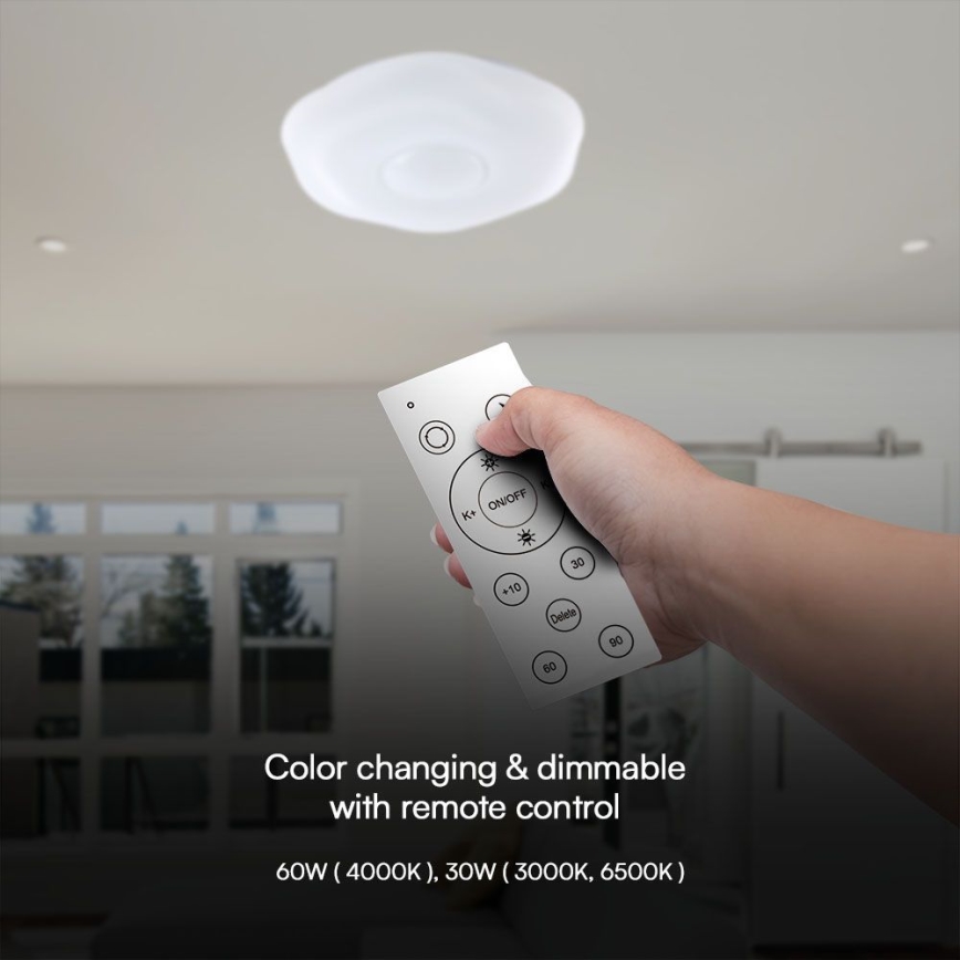 LED Dimmelhető mennyezeti lámpa LED/60W/230V 3000-6500K 50 cm fehér + távirányítás