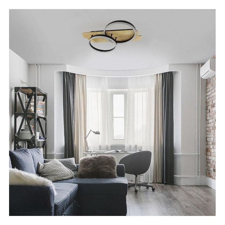 LED Dimmelhető mennyezeti lámpa LED/70W/230V 3000-6500K tölgy + távirányítás