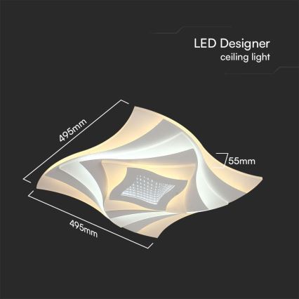 LED Dimmelhető mennyezeti lámpa LED/75W/230V 3000-6500K 49,5x49,5 cm + távirányítás