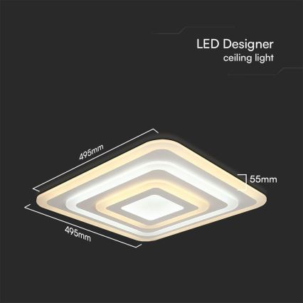 LED Dimmelhető mennyezeti lámpa LED/77W/230V 3000-6500K 49,5x49,5 cm + távirányítás