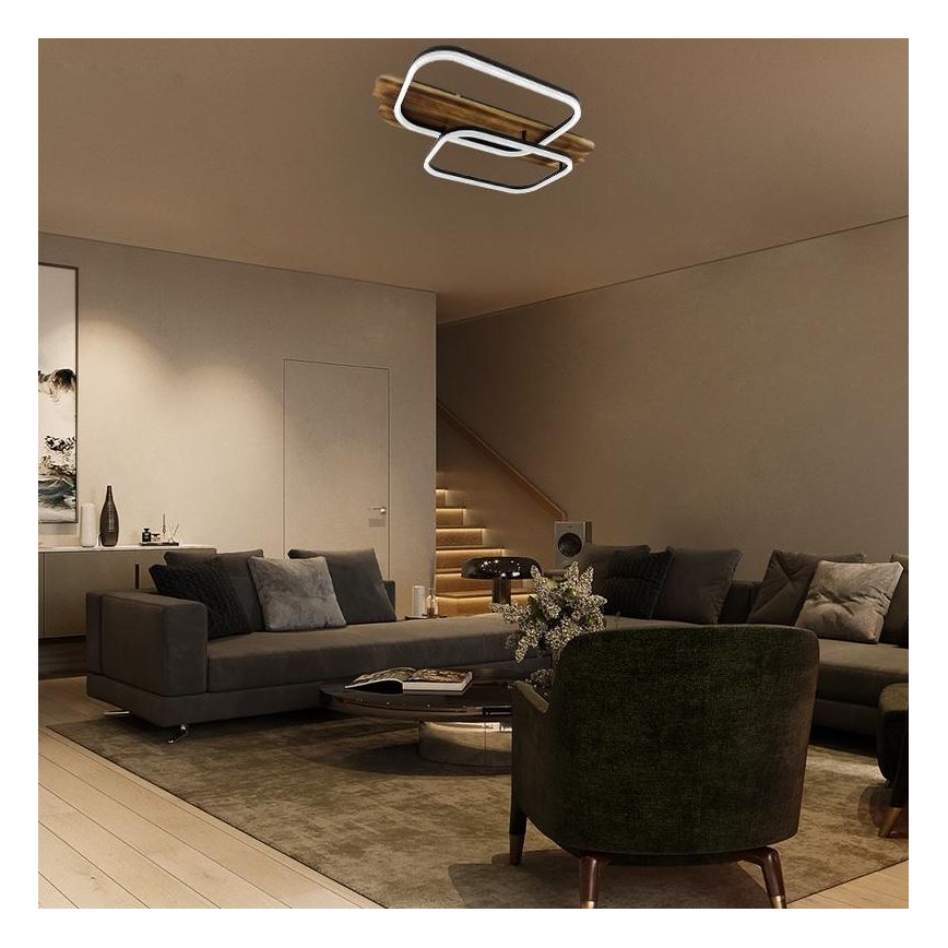 LED Dimmelhető mennyezeti lámpa LED/95W/230V 3000-6500K tölgy + távirányítás