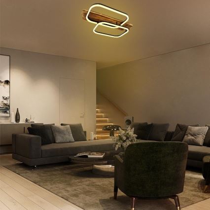 LED Dimmelhető mennyezeti lámpa LED/95W/230V 3000-6500K tölgy + távirányítás