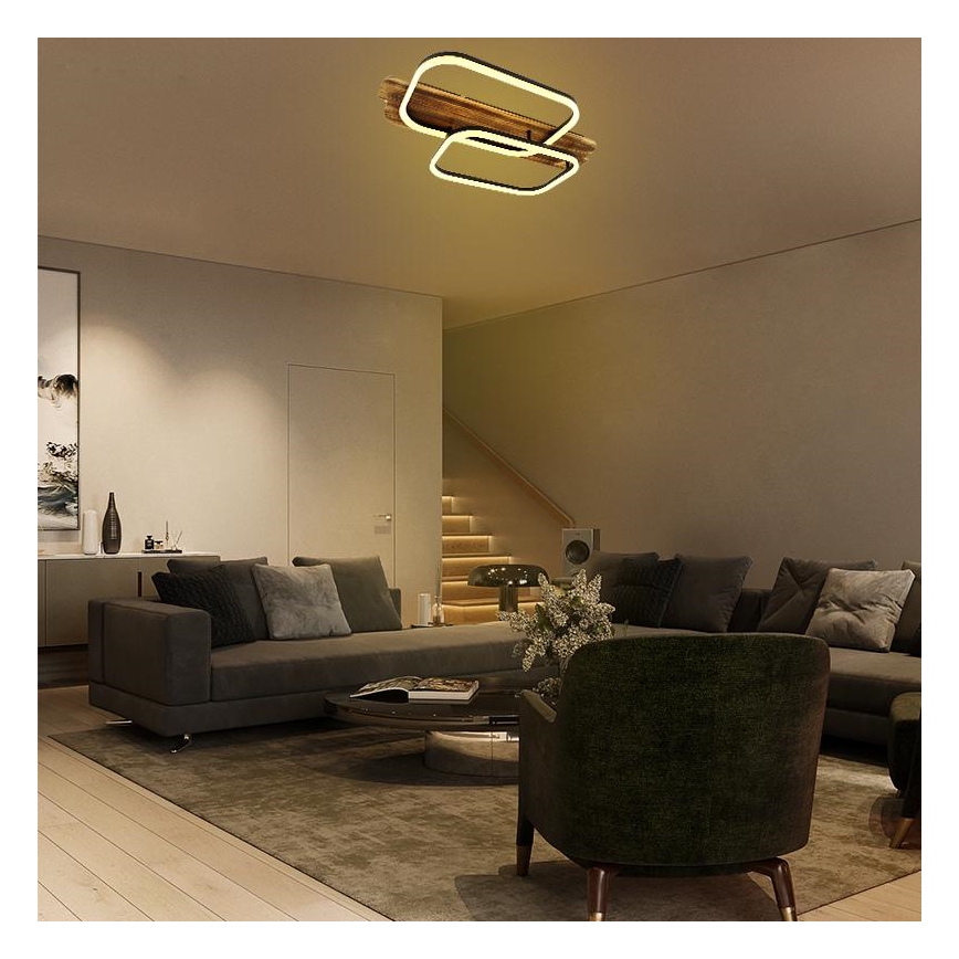 LED Dimmelhető mennyezeti lámpa LED/95W/230V 3000-6500K tölgy + távirányítás