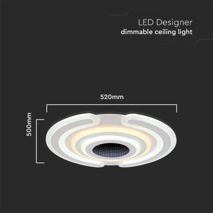 LED Dimmelhető mennyezeti lámpa LED/95W/230V 3000-6500K átm. 52 cm + távirányítás