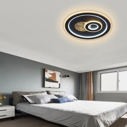 LED Dimmelhető mennyezeti lámpa LED/95W/230V 3000-6500K fekete + távirányítás