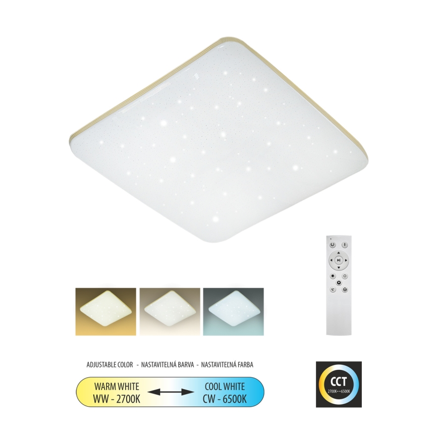 LED Dimmelhető mennyezeti lámpa MANA LED/36W/230V 2700-6500K 43x43 cm + távirányítás