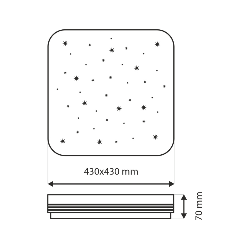 LED Dimmelhető mennyezeti lámpa MANA LED/36W/230V 2700-6500K 43x43 cm + távirányítás