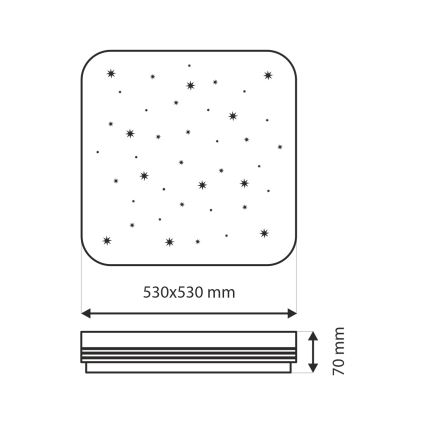 LED Dimmelhető mennyezeti lámpa MANA LED/60W/230V 2700-6500K 53x53 cm + távirányítás