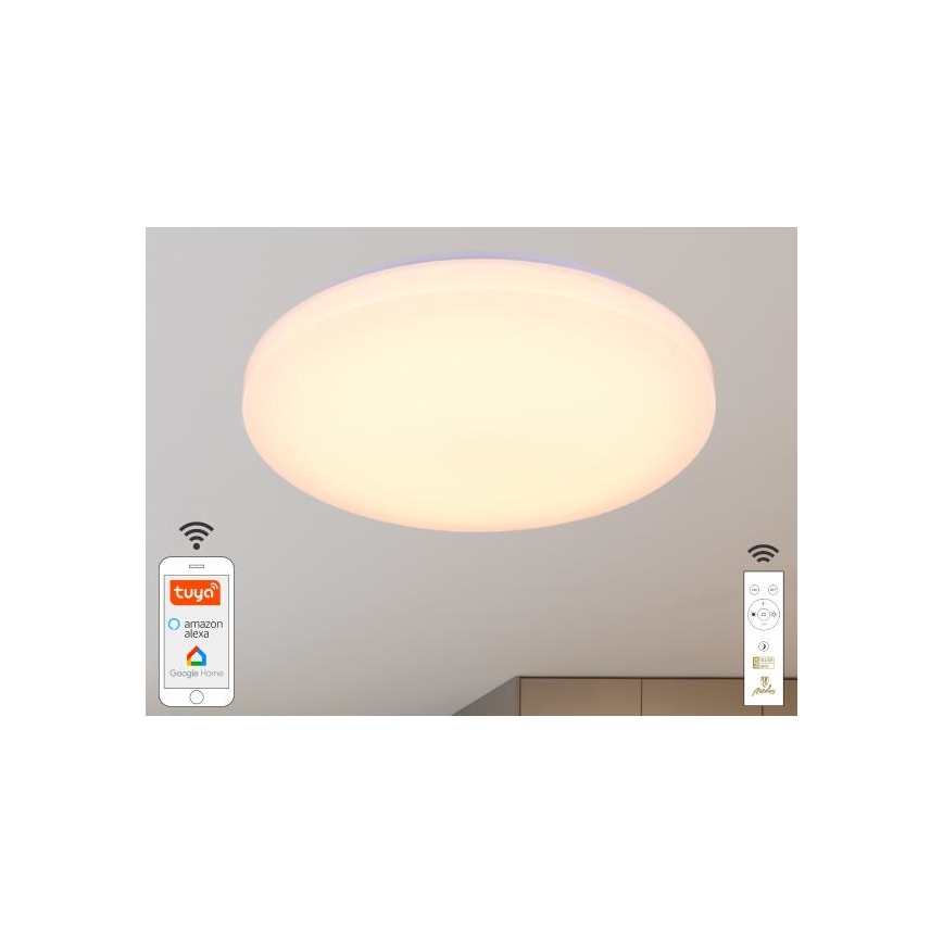 LED Dimmelhető mennyezeti lámpa OPAL LED/48W/230V 2700-6500K Wi-Fi Tuya fehér + távirányítás