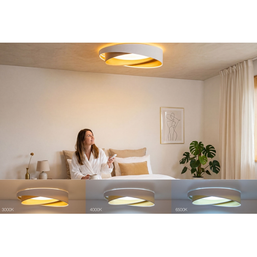 LED dimmelhető mennyezeti lámpatest SMART GALAXY MODERN LED/24W/230V 3000-6500K átm. 55 cm fehér/bézs/arany + távirányító