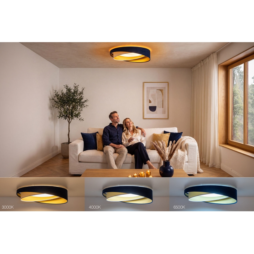 Dimmelhető LED mennyezeti lámpatest SMART GALAXY MODERN LED/24W/230V 3000-6500K átm. 55 cm kék/fehér/arany + távirányító