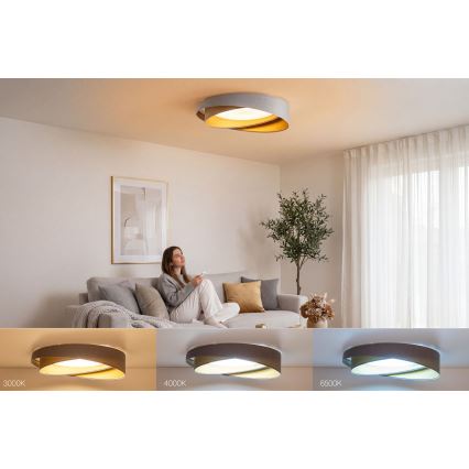 Fényerőszabályozható LED mennyezeti lámpa SMART GALAXY MODERN LED/24W/230V 3000-6500K átm. 55 cm szürke/arany + távirányító