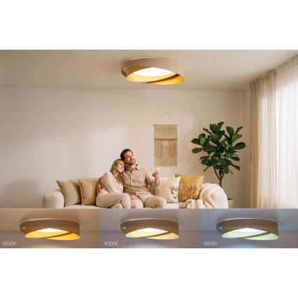 Fényerőszabályozható mennyezeti lámpa SMART GALAXY MODERN LED/24W/230V 3000-6500K átm. 55 cm bézs/arany + távirányító