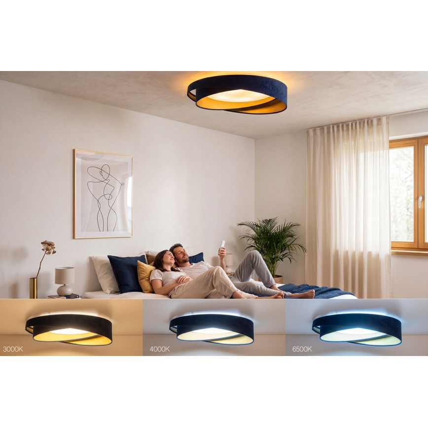 Fényerőszabályozható LED mennyezeti lámpatest SMART GALAXY MODERN LED/24W/230V 3000-6500K átm. 55 cm kék/arany + távirányító