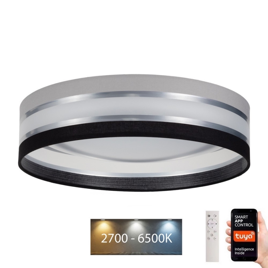 LED Dimmelhető mennyezeti lámpa SMART CORAL LED/24W/230V Wi-Fi Tuya fekete/szürke + távirányító