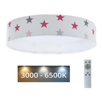 LED Dimmelhető mennyezeti lámpa SMART GALAXY KIDS LED/24W/230V 3000-6500K csillagok fehér/rózsaszín/szürke + távirányító