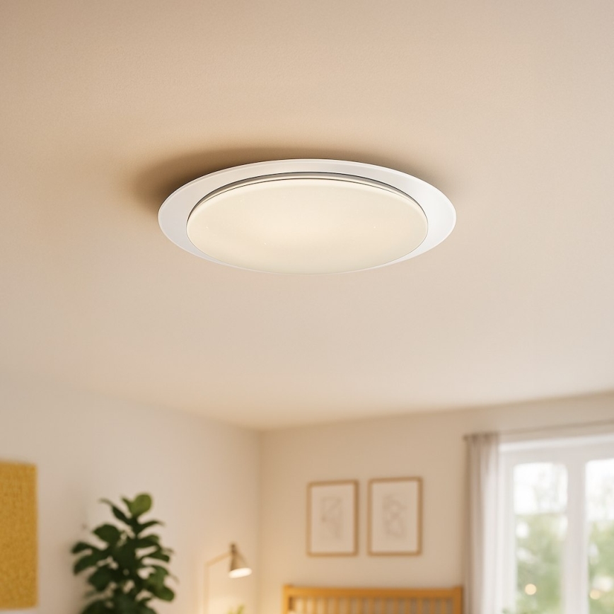 SONIC LED dimmelhető mennyezeti lámpa, 24W/230V, 3000-6000K, Ø 40 cm, fehér — távirányítóval