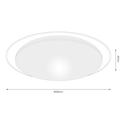 SONIC LED dimmelhető mennyezeti lámpa, 24W/230V, 3000-6000K, Ø 40 cm, fehér — távirányítóval
