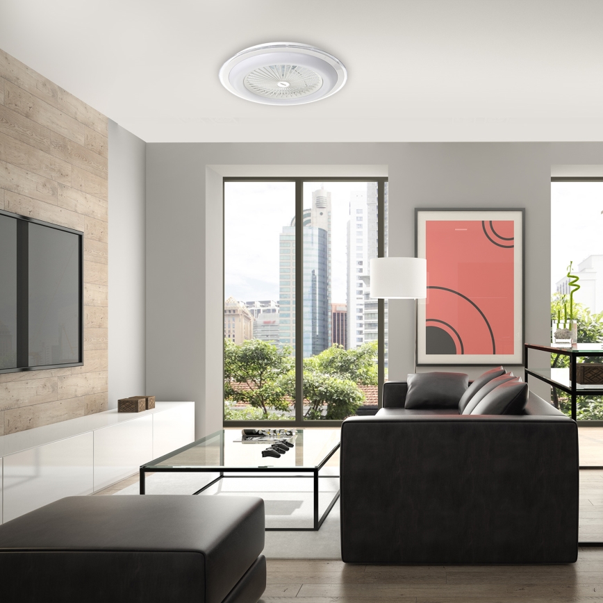 LED Dimmelhető mennyezeti lámpa venilátorral ZONDA LED/48W/230V 3000-6000K fehér + távirányító