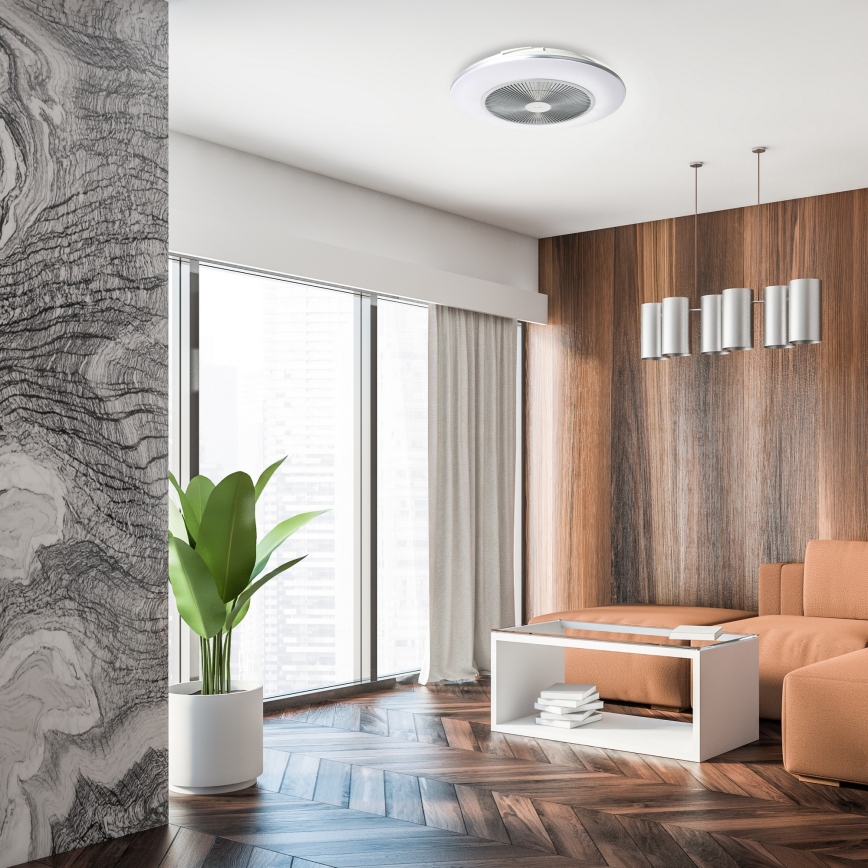 LED Dimmelhető mennyezeti lámpa ventilátorral ARIA LED/38W/230V 3000-6000K ezüst + távirányító