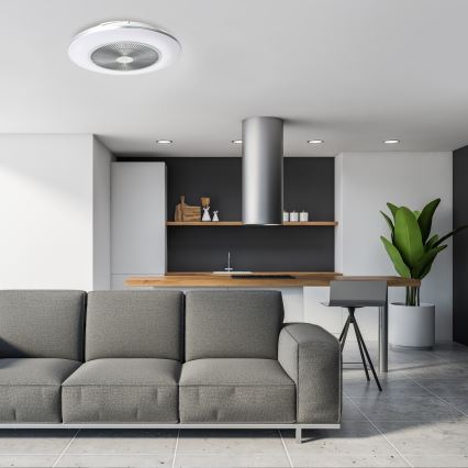 LED Dimmelhető mennyezeti lámpa ventilátorral ARIA LED/38W/230V 3000-6000K ezüst + távirányító