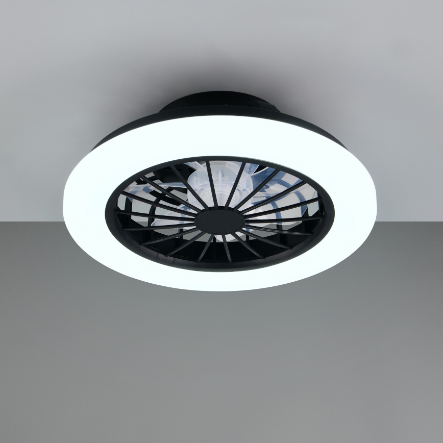 LED RGBW Fényerőszabályozható mennyezeti lámpatest ventilátorral GHANA LED/24W/230V 3000-6500K fehér/fekete + távirányító