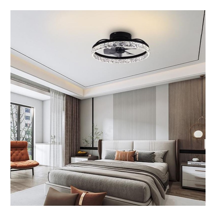 LED Dimmelhető mennyezeti lámpa ventilátorral LED/35W/230V 3000-6500K fekete + távirányítás