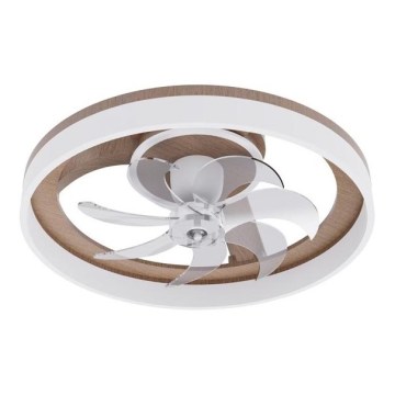 LED dimmelhető mennyezeti lámpa ventilátorral LED/40W/230V 3000-6500K barna/fehér + távirányító