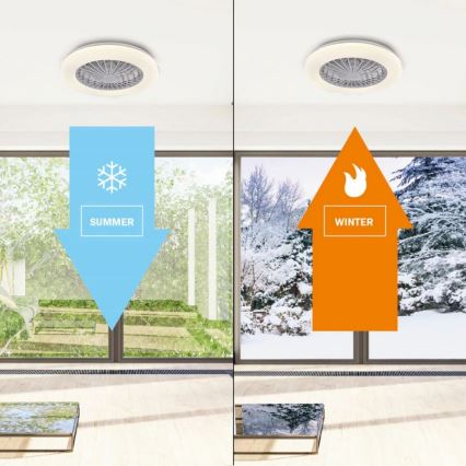 LED Dimmelhető mennyezeti lámpa ventilátorral LIBYA LED/48W/230V 3000-6500K fehér + távirányítás