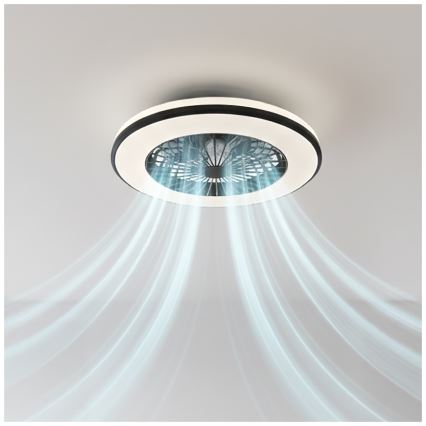 LED dimmelhető mennyezeti lámpatest ventilátorral VENTELUX, 48 W, 230 V, 3000/4000/6500 K, átm. 48,5 cm, fekete + távirányító