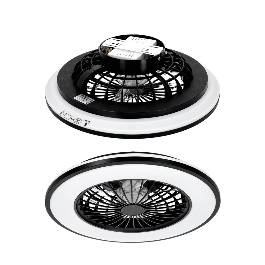 LED dimmelhető mennyezeti lámpatest ventilátorral VENTELUX, 48 W, 230 V, 3000/4000/6500 K, átm. 48,5 cm, fekete + távirányító