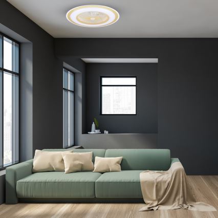 LED Dimmelhető mennyezeti lámpa ventilátorral ZEPHYR LED/48W/230V 3000-6000K arany + távirányítás