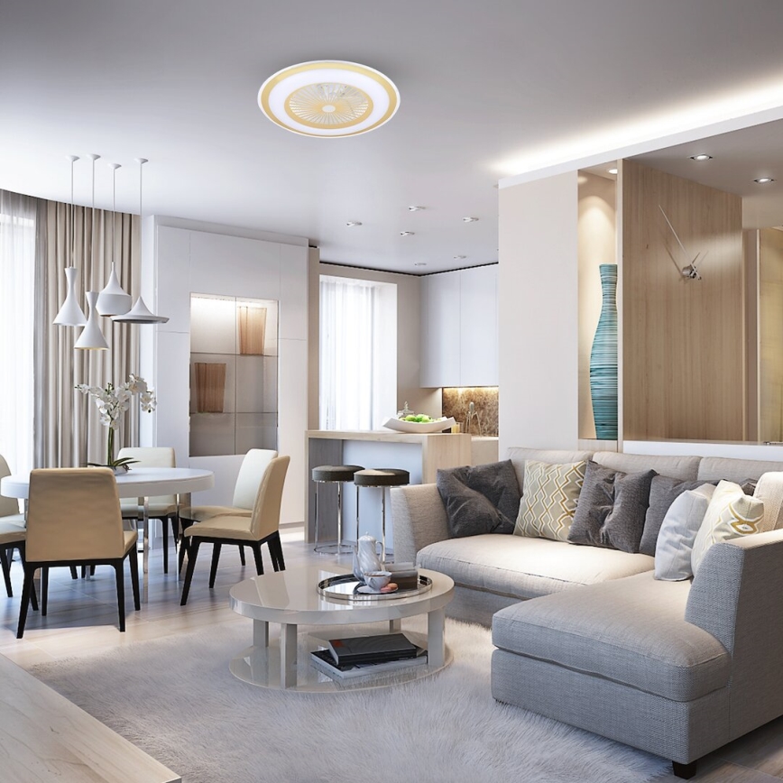 LED Dimmelhető mennyezeti lámpa ventilátorral ZEPHYR LED/48W/230V 3000-6000K arany + távirányítás