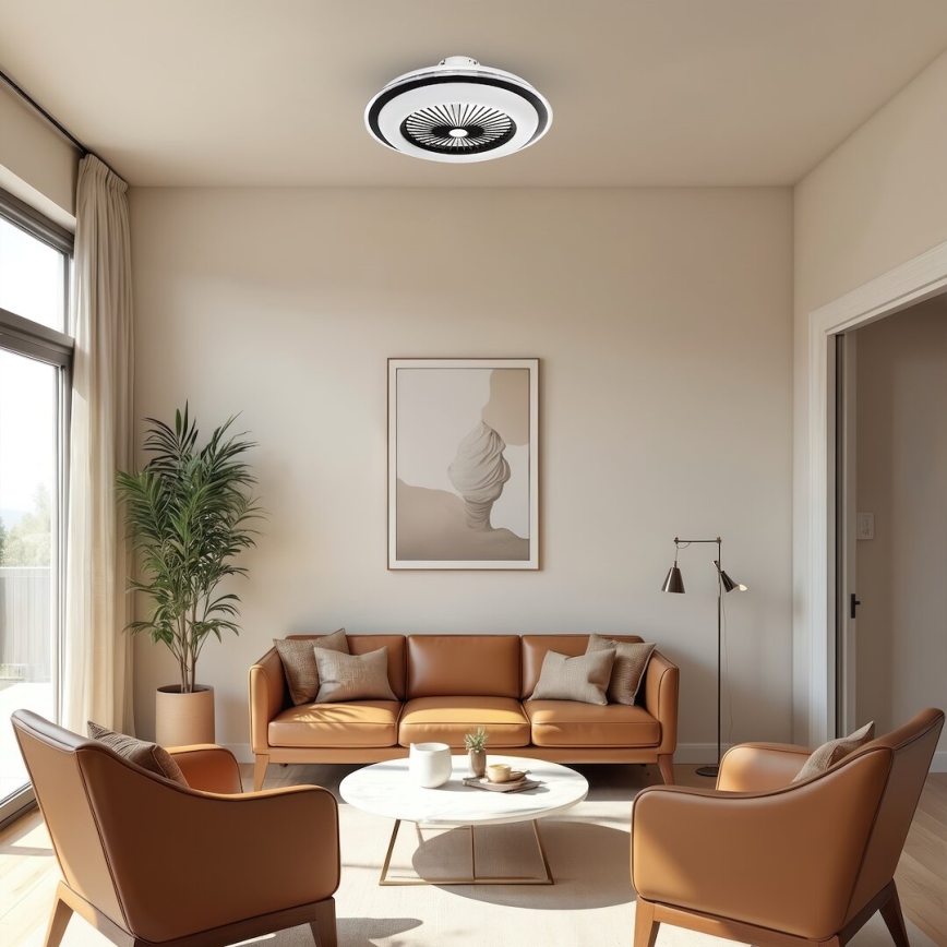 LED Dimmelhető mennyezeti lámpa ventilátorral ZEPHYR LED/48W/230V 3000-6000K fekete + távirányítás