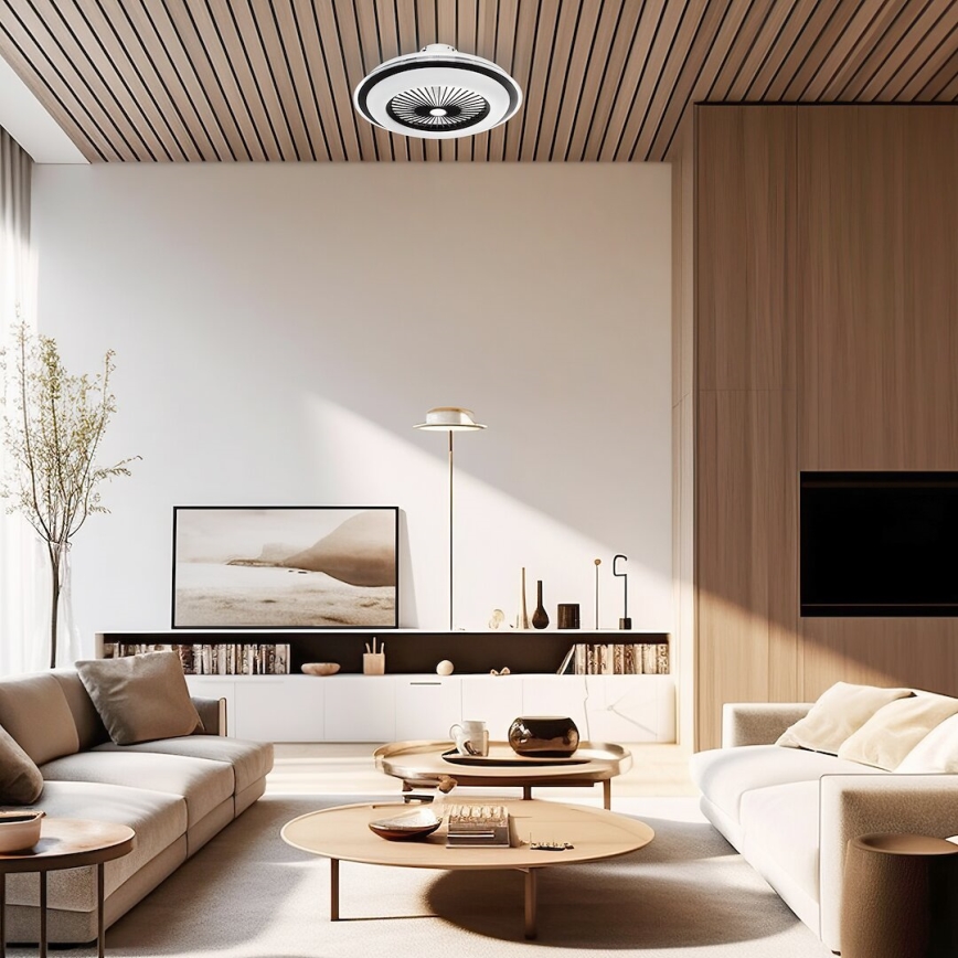 LED Dimmelhető mennyezeti lámpa ventilátorral ZEPHYR LED/48W/230V 3000-6000K fekete + távirányítás