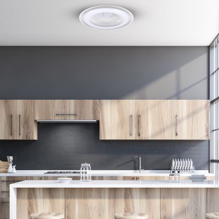 LED Dimmelhető mennyezeti lámpa ventilátorral ZONDA LED/48W/230V 3000-6000K ezüst + távirányító