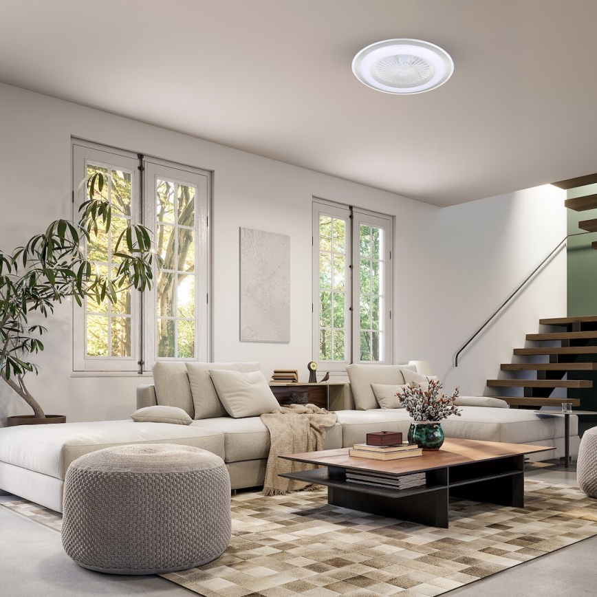 LED Dimmelhető mennyezeti lámpa ventilátorral ZONDA LED/48W/230V 3000-6000K ezüst + távirányító