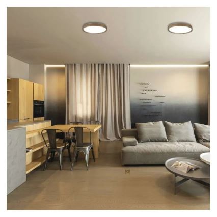 LED dimmelhető mennyezeti lámpa ILVI LED/30W/230V 2700-6500K Ø 40 cm fa dekor + távirányító