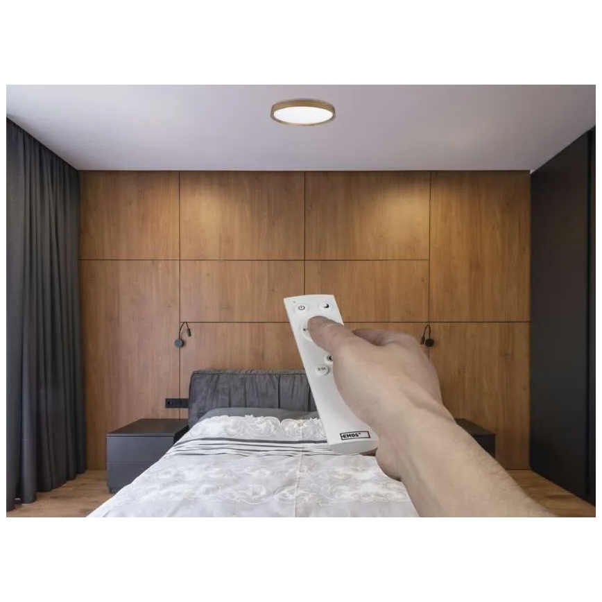 LED dimmelhető mennyezeti lámpa ILVI LED/30W/230V 2700-6500K Ø 40 cm fa dekor + távirányító