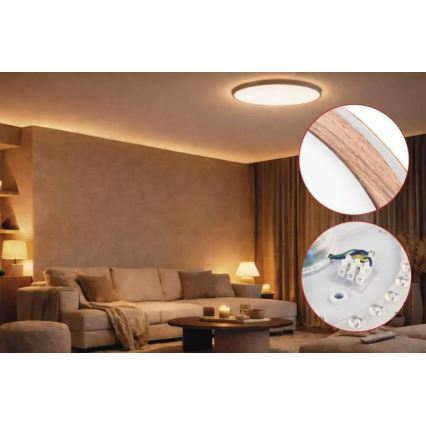 LED dimmelhető mennyezeti lámpa ILVI LED/30W/230V 2700-6500K Ø 40 cm fa dekor + távirányító