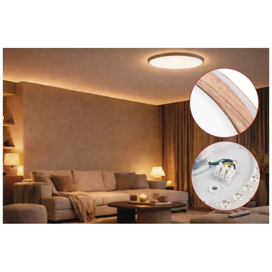 LED dimmelhető mennyezeti lámpa ILVI LED/30W/230V 2700-6500K Ø 40 cm fa dekor + távirányító