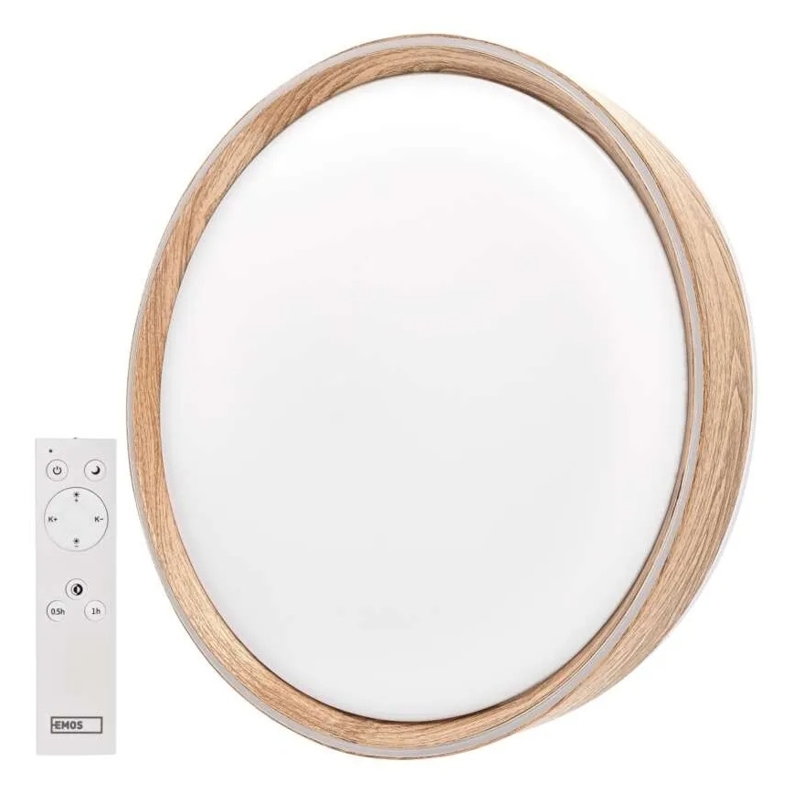 LED dimmelhető mennyezeti lámpa ILVI LED/30W/230V 2700-6500K Ø 40 cm fa dekor + távirányító