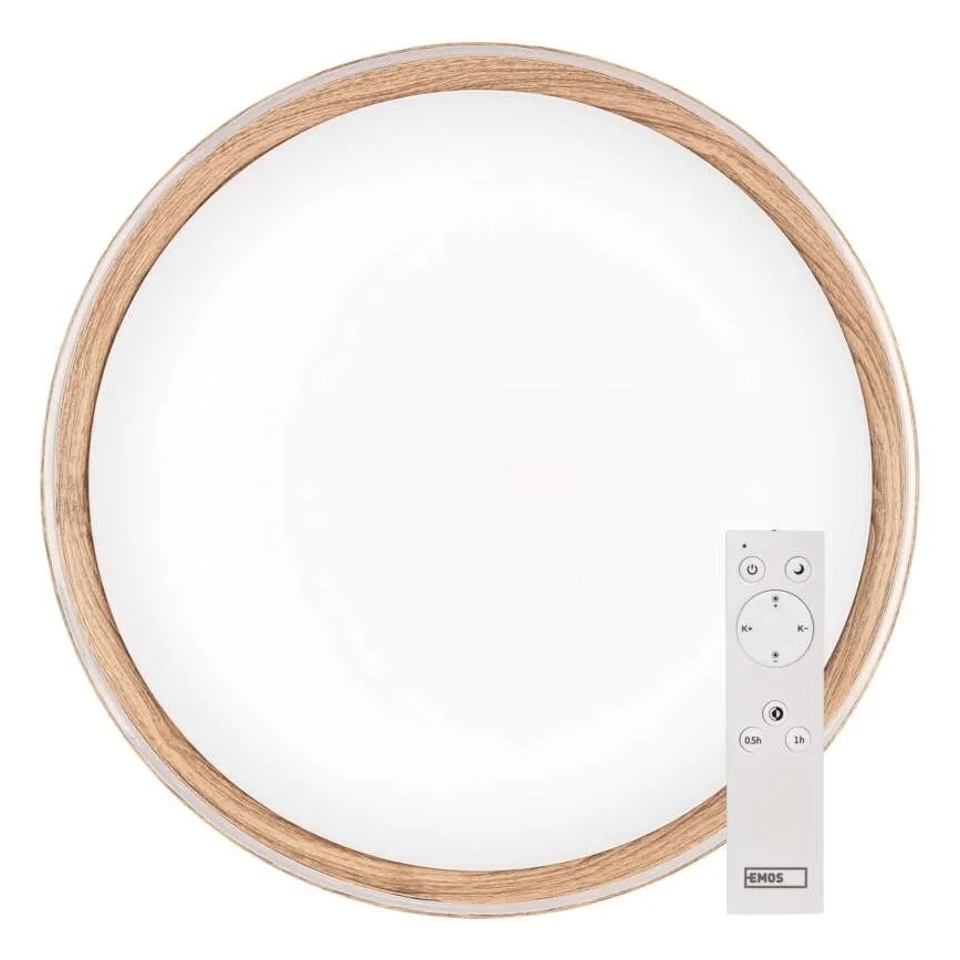 LED dimmelhető mennyezeti lámpa ILVI LED/30W/230V 2700-6500K Ø 40 cm fa dekor + távirányító