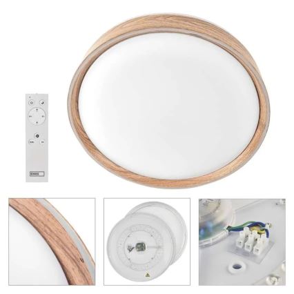 LED dimmelhető mennyezeti lámpa ILVI LED/30W/230V 2700-6500K Ø 40 cm fa dekor + távirányító