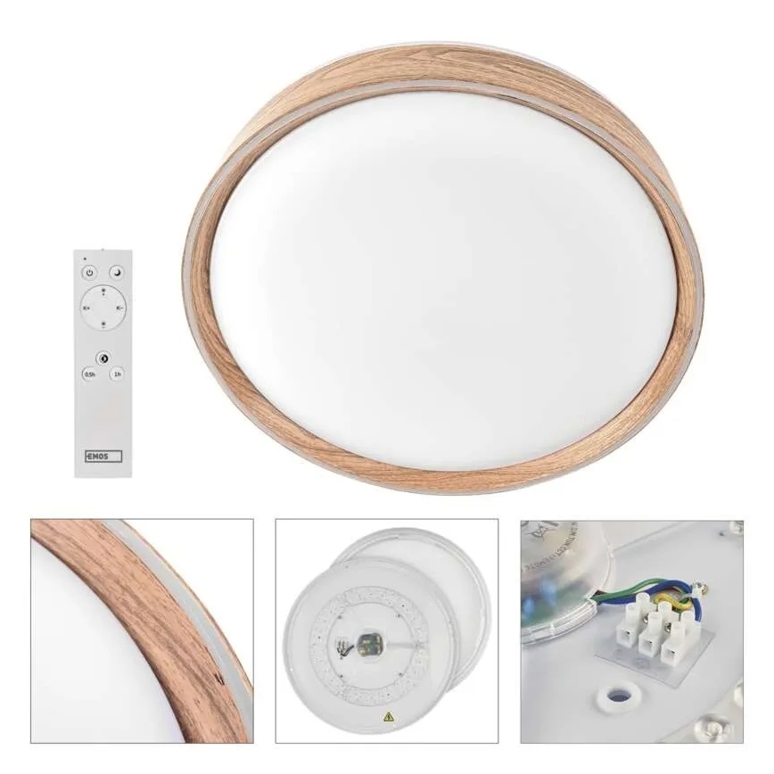 LED dimmelhető mennyezeti lámpa ILVI LED/30W/230V 2700-6500K Ø 40 cm fa dekor + távirányító
