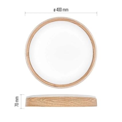 LED dimmelhető mennyezeti lámpa ILVI LED/30W/230V 2700-6500K Ø 40 cm fa dekor + távirányító