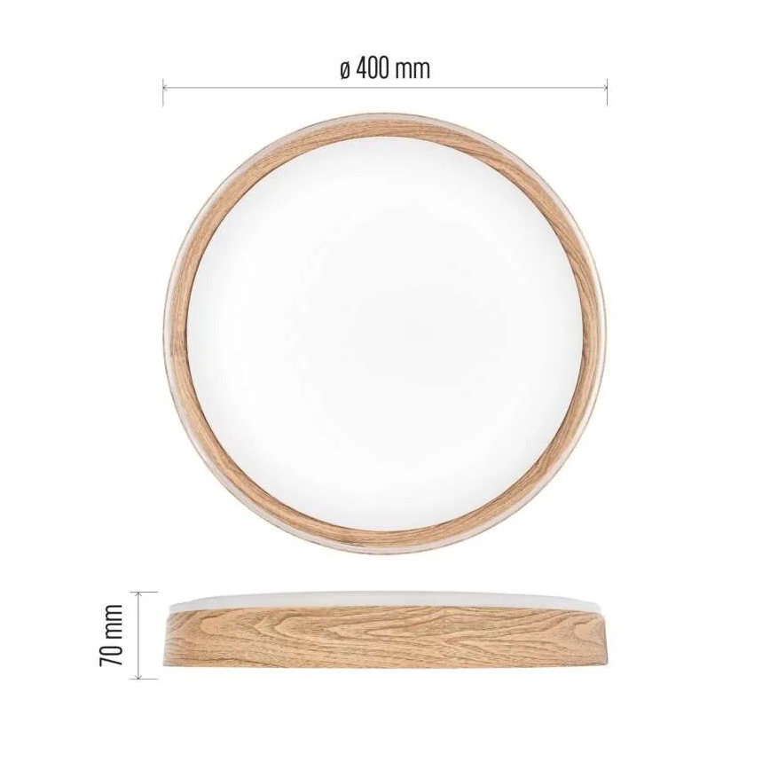 LED dimmelhető mennyezeti lámpa ILVI LED/30W/230V 2700-6500K Ø 40 cm fa dekor + távirányító